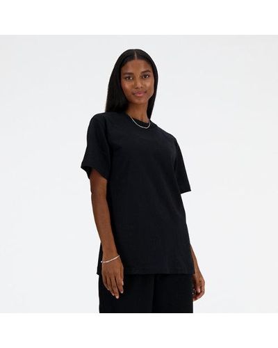 New Balance Femme Athletics Jersey T-Shirt En, Cotton Jersey, Taille - Noir