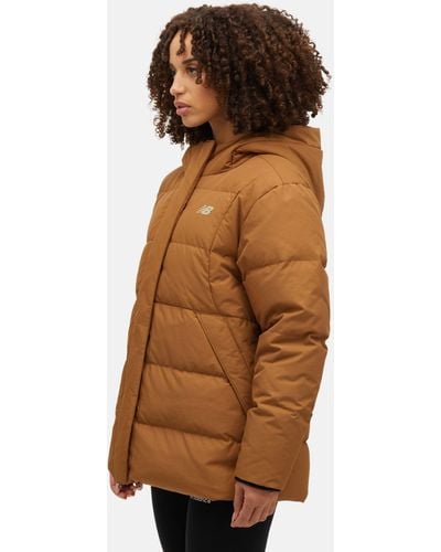 New Balance Nbx Soft Alpine Icon Down Jacket In Brown Polywoven