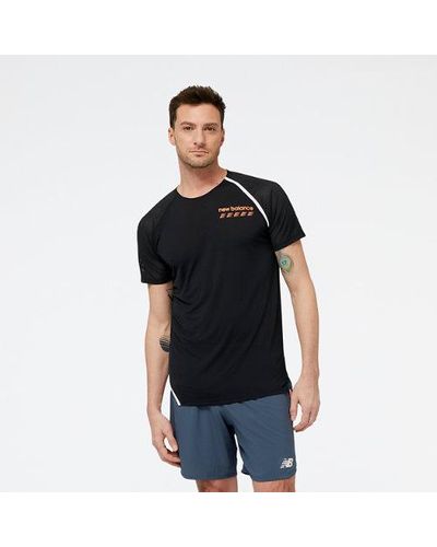 New Balance Homme Accelerate Pacer Short Sleeve En, Poly Knit, Taille - Noir