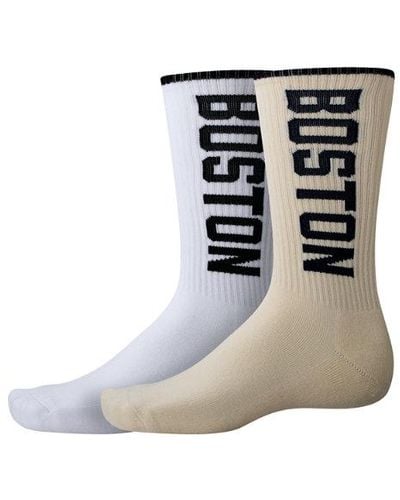New Balance Unisexe Boston Crew Socks 2 Pack En Blanc/Bleu/, Cotton, Taille - Noir