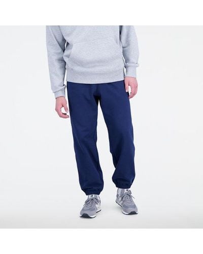 New Balance Homme Pantalons Athletics Remastered French Terry En, Cotton Fleece, Taille - Bleu