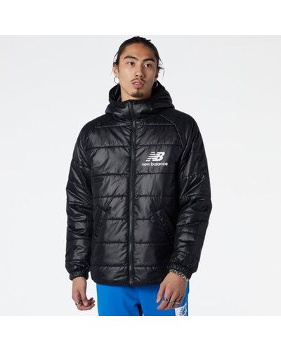 New Balance Homme Nb Athletics Winterized Insulated Short Puffer En, Polywoven, Taille - Bleu