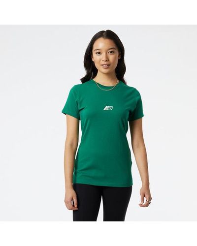 New Balance Femme T-Shirt Nb Essentials En, Cotton, Taille - Vert