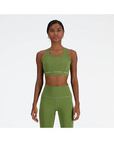 New Balance Femme Nb Sleek Medium Support Sports Bra En, Poly Knit, Taille - Vert