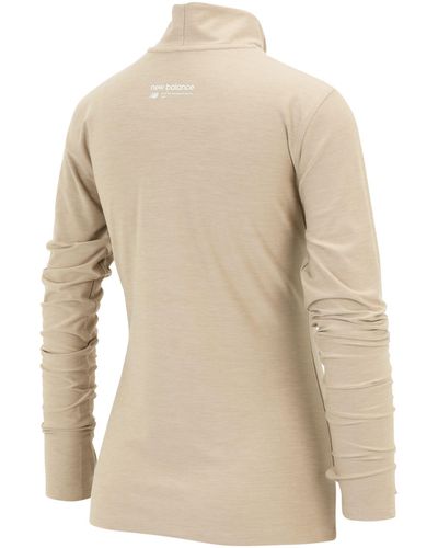New Balance Linear Heritage Space Dye Quarter Zip In Grey Poly Knit - Natural
