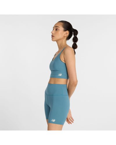 New Balance Nb Harmony Light Support Sports Bra In Poly Knit - Blue