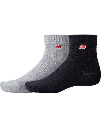 New Balance Unisexe Waffle Knit Ankle Socks 2 Pack En Noir/Gris/, Cotton, Taille - Bleu