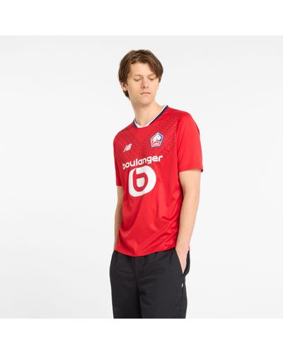 New Balance Lille Losc Home Short Sleeve Jersey In Red/white Polyester