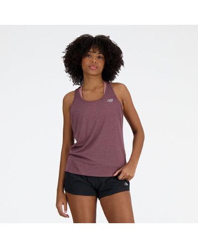 New Balance Femme Athletics Tank En, Poly Knit, Taille - Violet