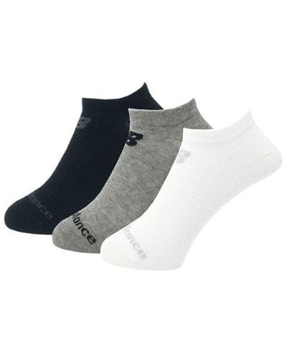 New Balance Unisexe Performance Cotton Flat Knit No Show Socks 3 Pack En Noir/Gris/, Taille - Bleu