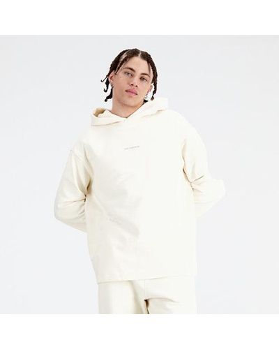 New Balance Homme Athletics Linear Fleece Top En, Cotton, Taille - Blanc