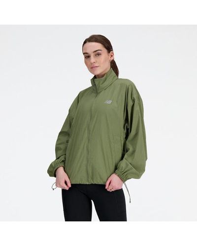 New Balance Femme Athletics Packable Jacket En, Polywoven, Taille - Vert