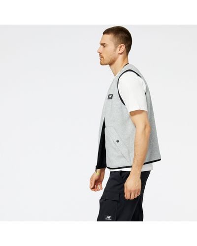 New Balance Nb At Spinnex Vest In Grey/black Poly Knit - White