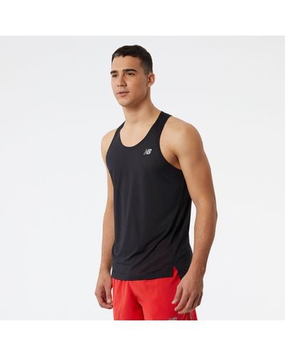 New Balance Accelerate Singlet In Poly Knit - Black