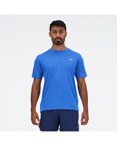 New Balance Homme Athletics T-Shirt En, Poly Knit, Taille - Bleu