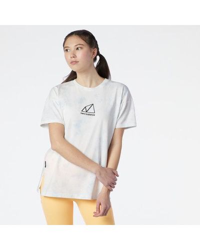 New Balance Femme T-Shirt Nb All Terrain Tie Dye Graphic En, Cotton, Taille - Blanc