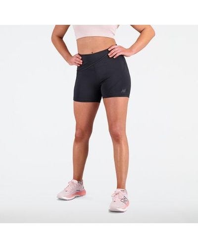 New Balance Femme Short Q Speed Shape Shield 4 Inch Fitted En, Polywoven, Taille - Bleu