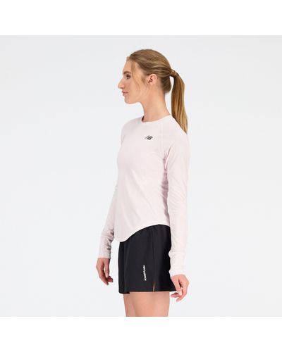 New Balance Femme Q Speed Jacquard Long Sleeve En, Poly Knit, Taille - Blanc