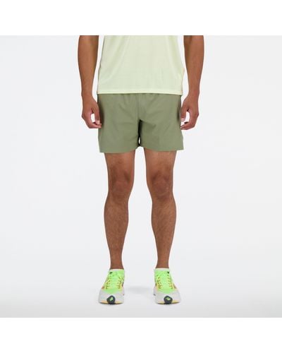 New Balance Rc Short 5" In Green Polywoven