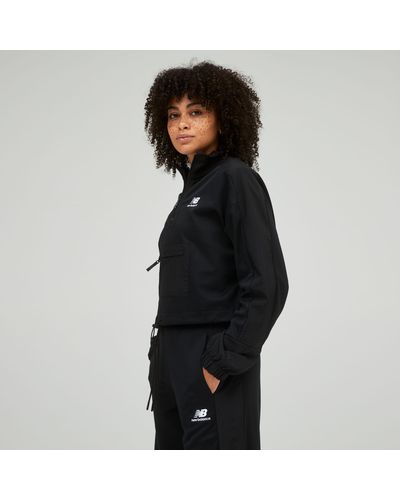 New Balance Nb Athletics Amplified Qtr Zip In Cotton - Black
