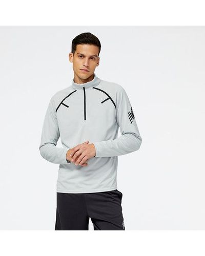 New Balance Homme Tenacity Football Training 1/4 Zip En, Poly Knit, Taille - Gris