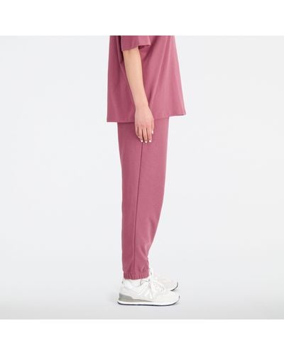New Balance Femme Essentials Varsity Fleece Pant En, Cotton, Taille - Rose