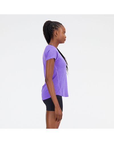 New Balance Impact Run Short Sleeve In Purple Poly Knit