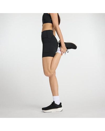 New Balance Femme Nb Sleek Pocket High Rise Short 6" En, Poly Knit, Taille - Noir
