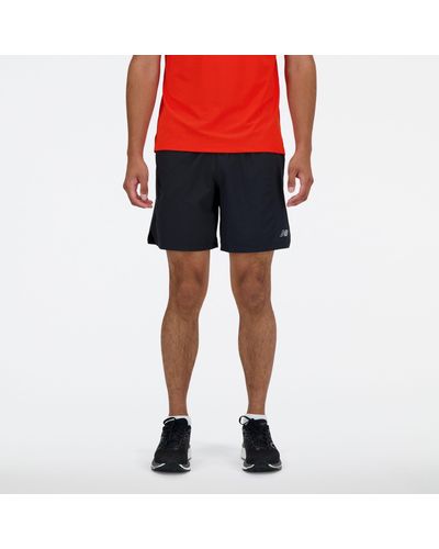 New Balance Rc Short 7" In Black Polywoven - Red