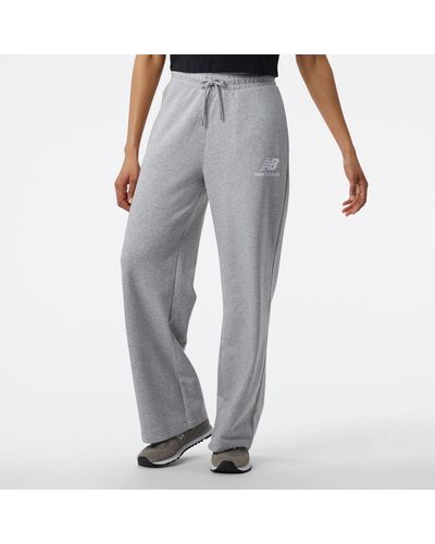 New Balance Essentials Stacked Logo French Terry Wide Legged Sweatpant - Gray