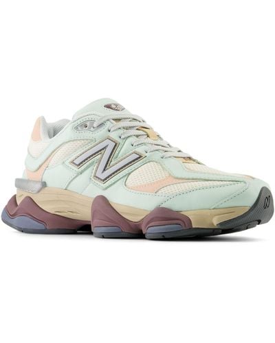 New Balance 9060 In Green/beige/pink Leather - Grey
