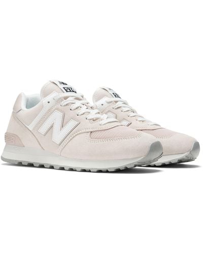 New Balance 574 In Pink/white Suede/mesh