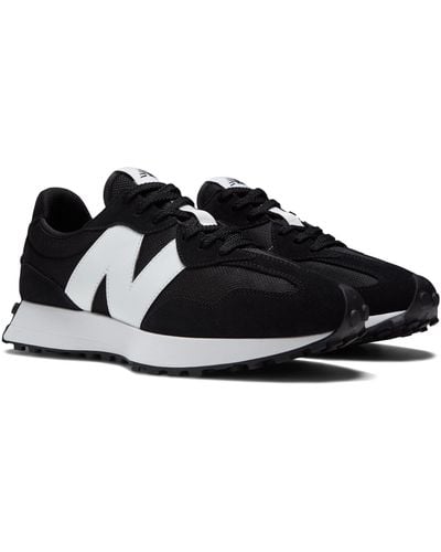 New Balance 327 Suede And Mesh Low-top Trainers - Black