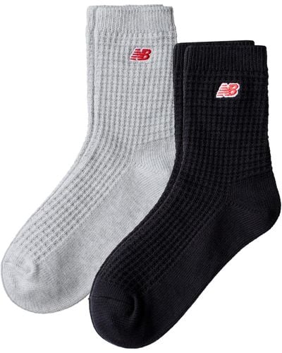 New Balance Waffle knit ankle socks 2 pack in schwarz/grau - Blau