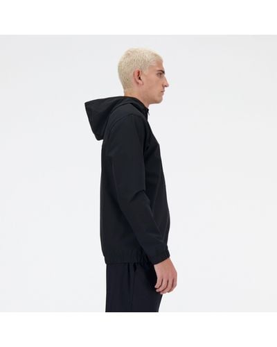 New Balance Woven Full Zip Jacket In Black Polywoven