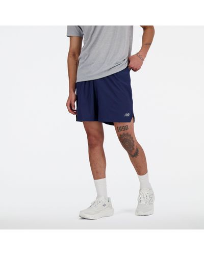 New Balance Rc Short 7" In Blue Polywoven
