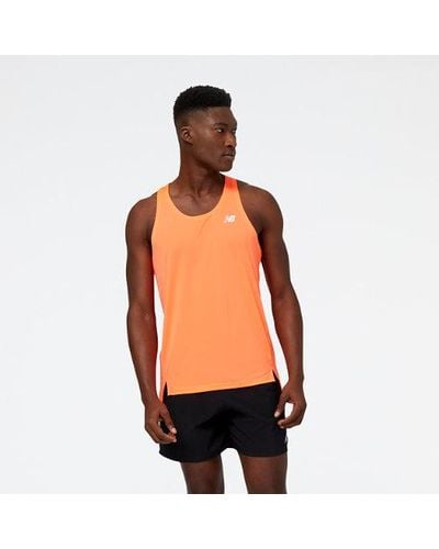 New Balance Homme Accelerate Singlet En, Poly Knit, Taille - Orange