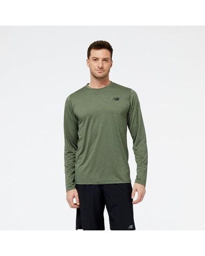 New Balance Homme T-Shirt Tenacity Long Sleeve En, Poly Knit, Taille - Vert