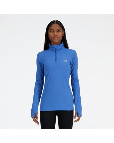 New Balance Femme Sport Essentials Space Dye Quarter Zip En, Poly Knit, Taille - Bleu