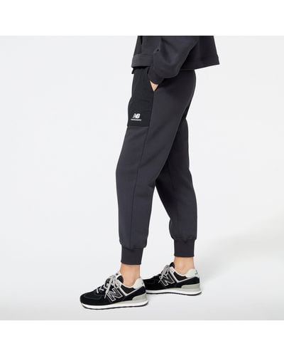 New Balance Nb Athletics Fleece Woven Mix Pant - Zwart