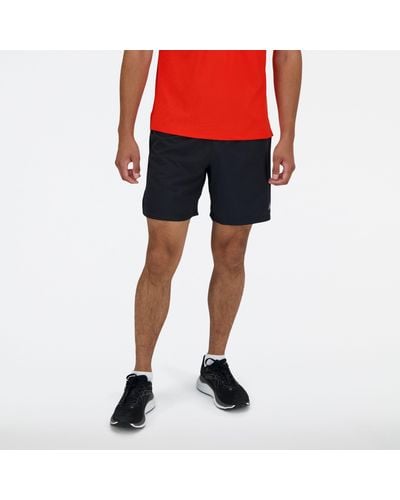 New Balance Rc Short 7" In Black Polywoven - Red