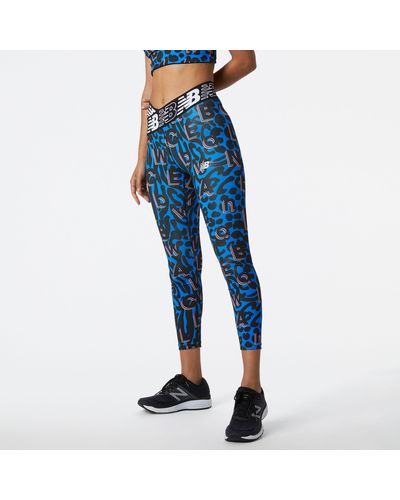 New Balance Relentless Crossover Printed High Rise 7/8 Tight In Poly Knit - Blue