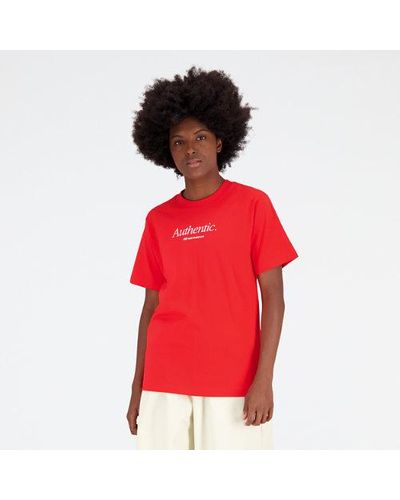New Balance Femme T-Shirt Nb Athletics Icono-Graphic En, Cotton, Taille - Rouge