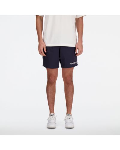 New Balance Archive Stretch Woven Short In Black Polywoven - Blue