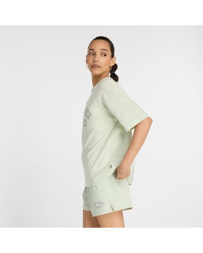 New Balance Graphic Jersey Oversized T-shirt In Cotton Jersey - Green