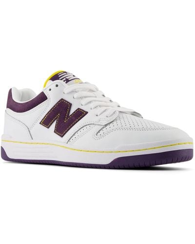 New Balance Nb Numeric 480 In White/purple Suede/mesh