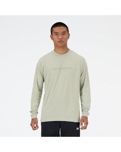New Balance Homme Hyper Density Graphic Long Sleeve T-Shirt En, Cotton Fleece, Taille - Vert