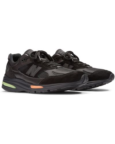 New Balance Made In Uk London Edition 991v2 In Black/green/orange Suede/mesh