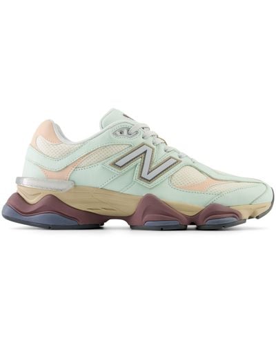 New Balance 9060 In Green/beige/pink Leather - Gray