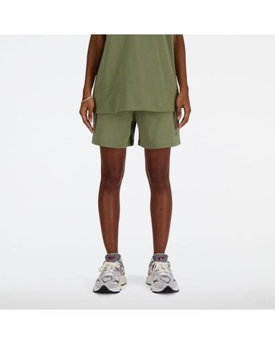 New Balance Athletics French Terry Short In Green Cotton Fleece